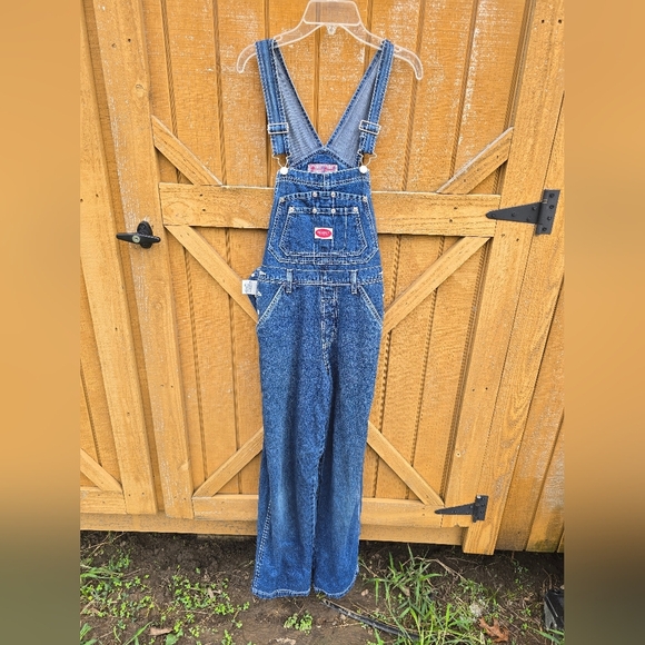 Denim Straight Leg Overalls - Picture 1 of 5